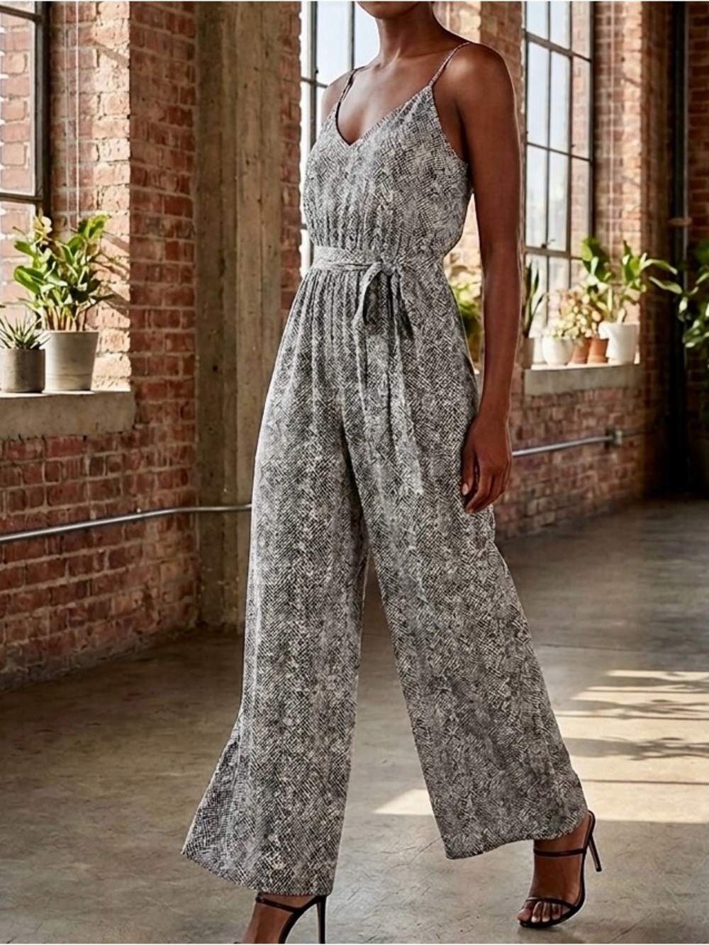 Lulus Liza Navy Blue Snake Print Sleeveless
Jumpsuit Size: M